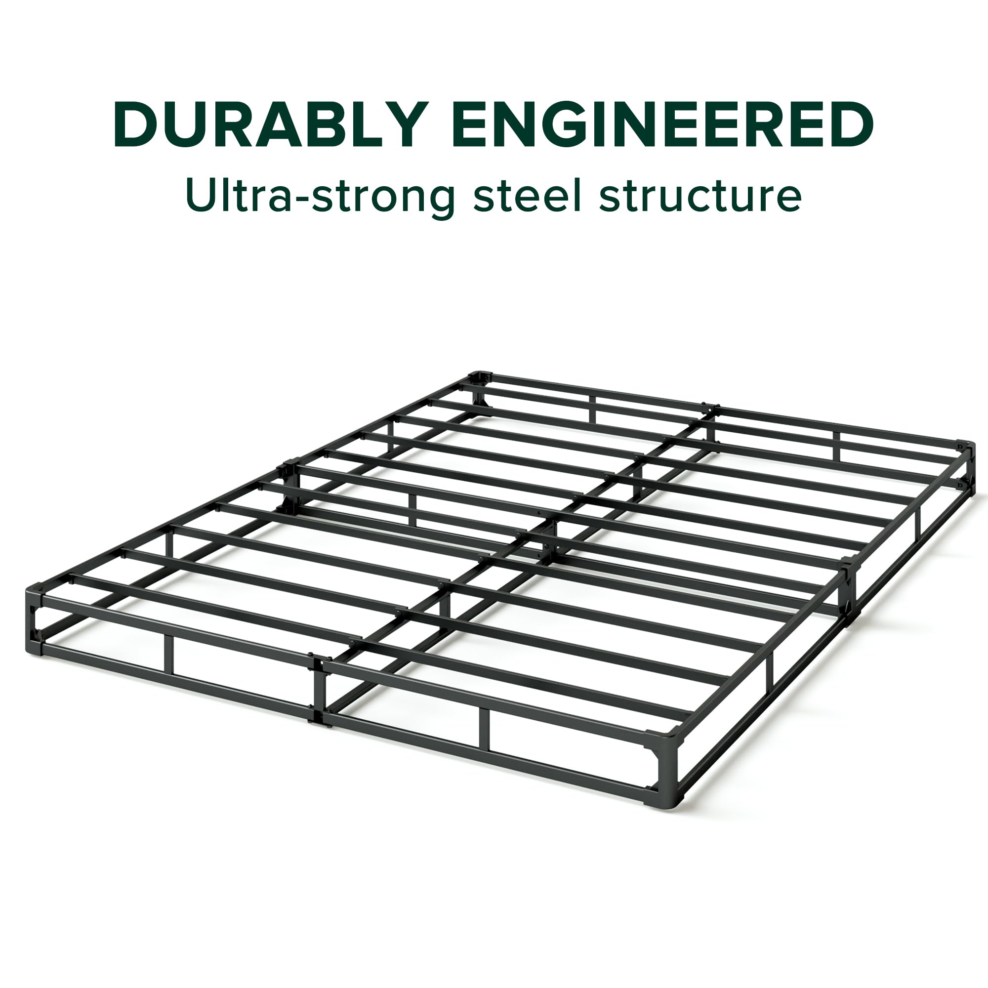 Zinus 5 Inch Wonderbox(Tm) Smart Box Spring, Quick Assembly Mattress Foundation, Durable Metal Frame, Queen, Grey