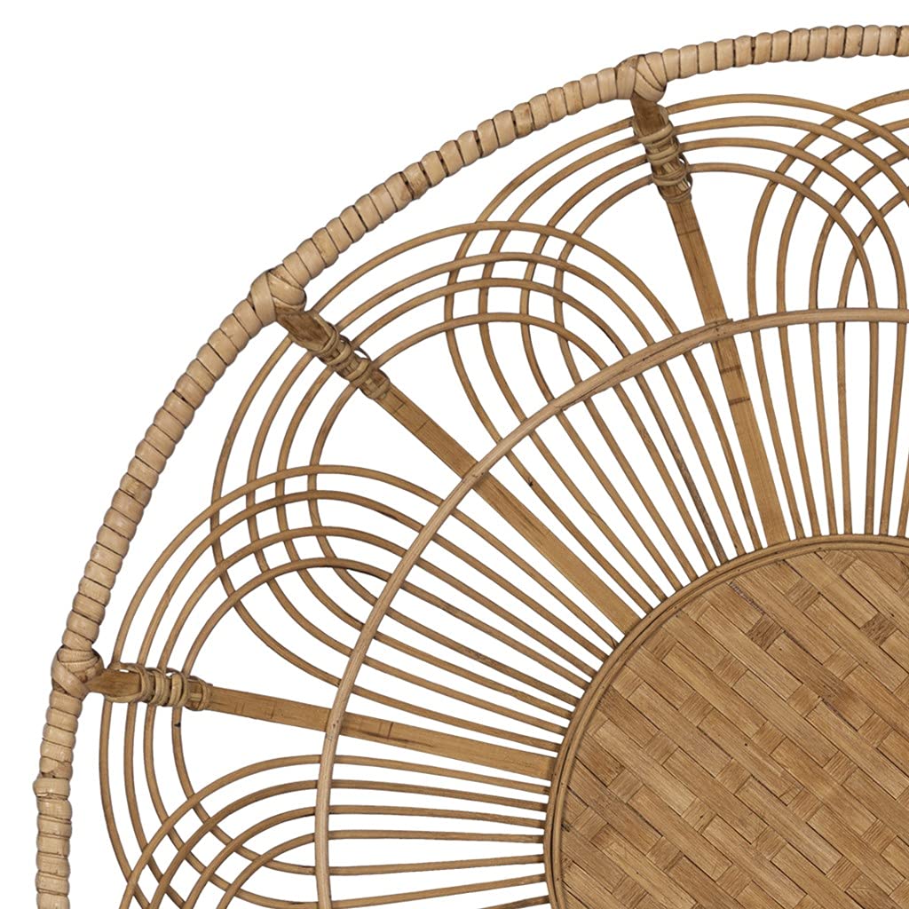 HomeRoots Natural Wood 100% Bamboo Jumbo Bohemian Bamboo Decorative Wall Basket