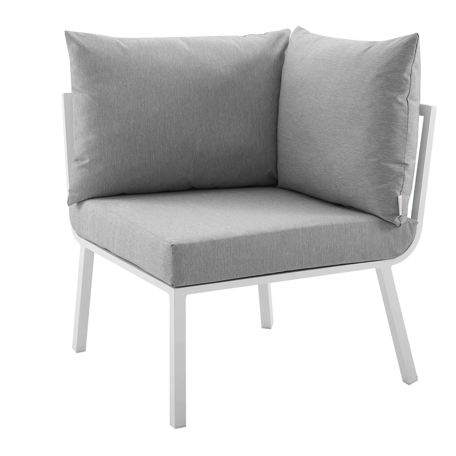 Modway Riverside Outdoor Patio Aluminum Sectional Set, 59" L X 85. 5" W X 28" H, White Gray