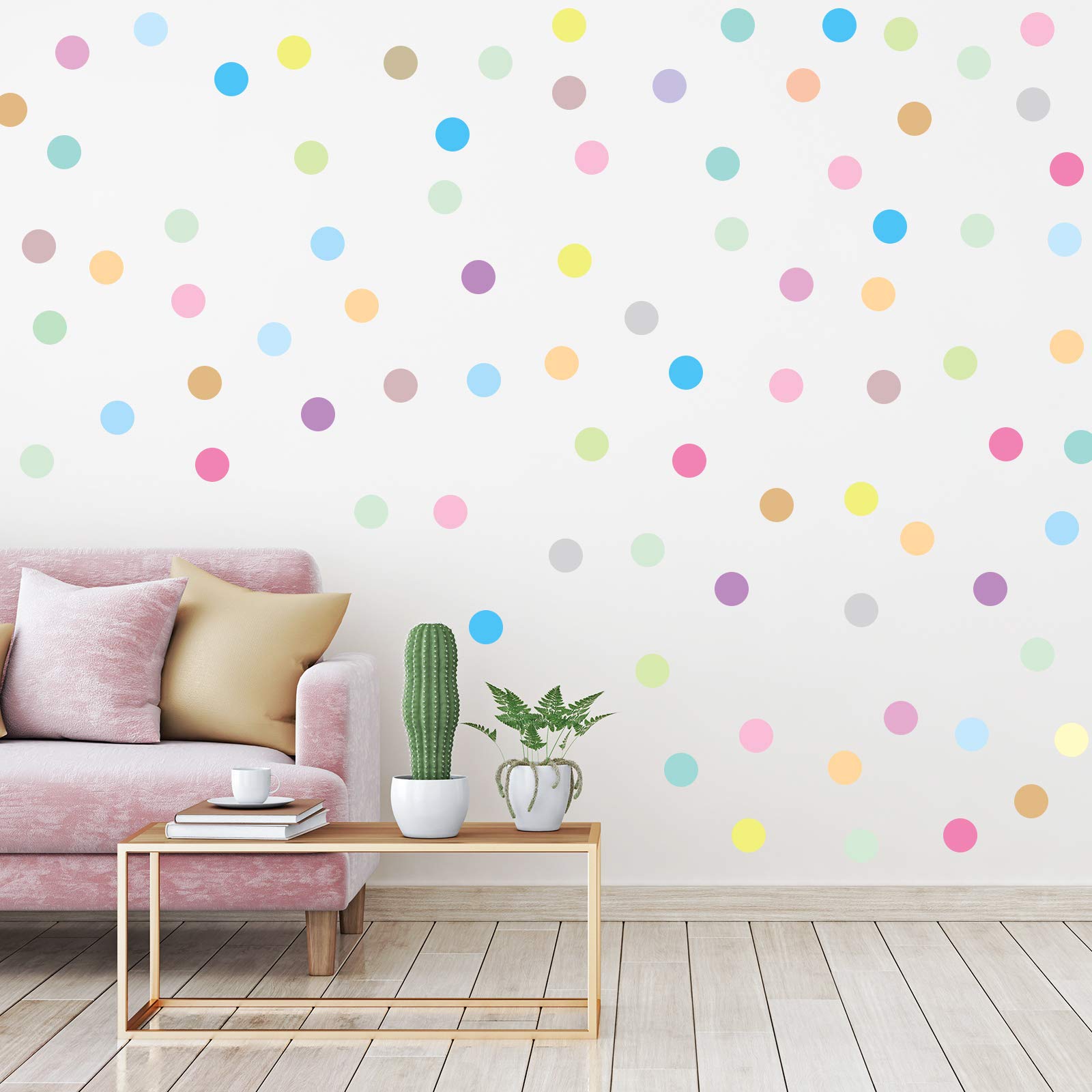 240 Pieces Polka Dots Wall Decals 2 Inch Multi-Color Rainbow Dots Wall Stickers Vinyl Dots Decals Circle Wall Stickers for Kids 