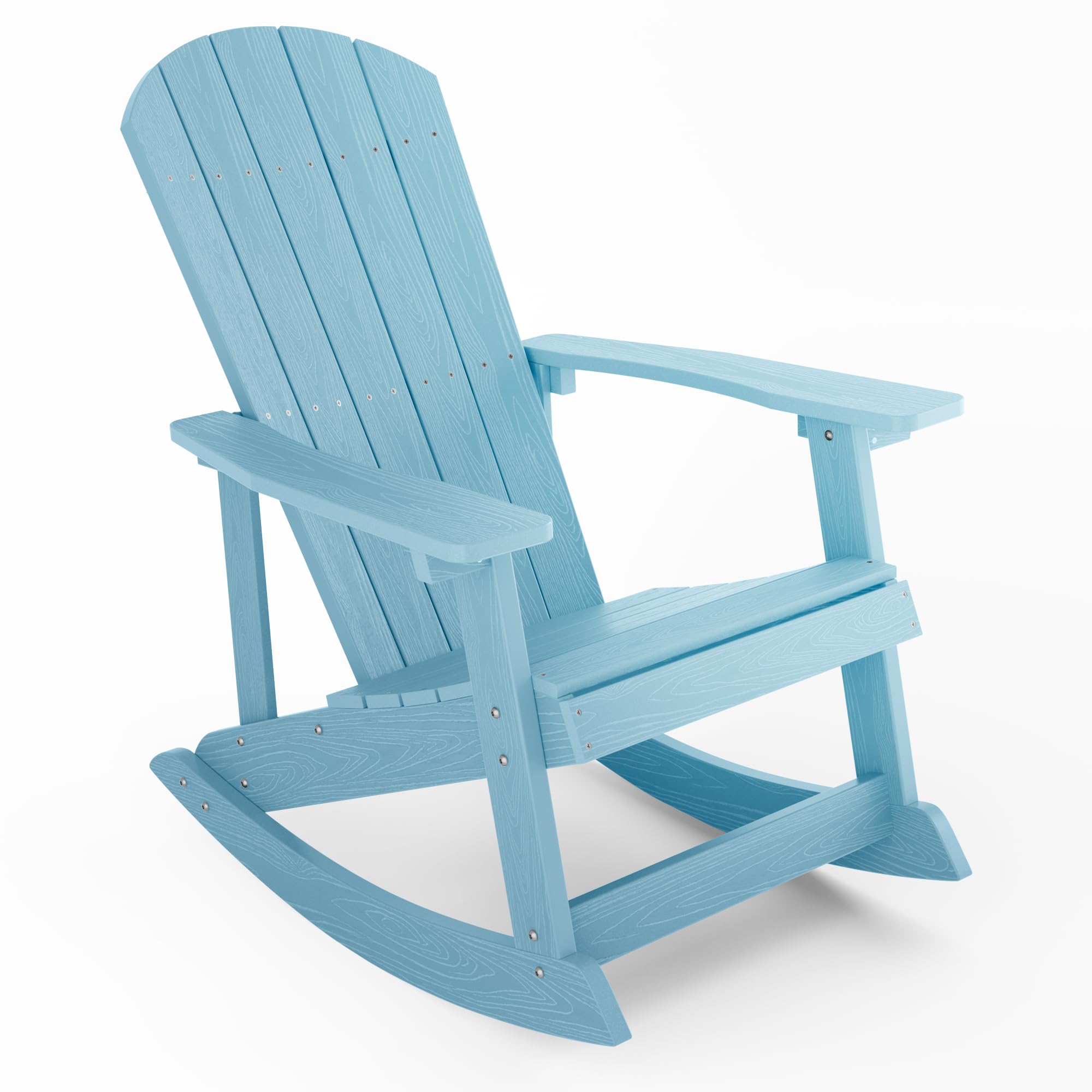 Yefu Outdoor Rocking Chair,Adirondack Rocking Chair,Patio Rocker Chair With Wide Back,Oversized Rocker Chair Look Like Real Wood, For Lawn, Porch, Backyard, Indoor And Garden(Blue)