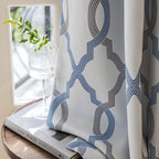 Ugoutry Blue Grey Moroccan Full Blackout Curtains 63 Inch Length, Holiday Thermal Insulated Grommet Window Treatments For Living