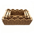 3 Pack Toilet Tank Basket, Wicker Basket for Paper Storage, Rope Scalloped Edge Basket, TP Storage Basket for Countertop Shelf L