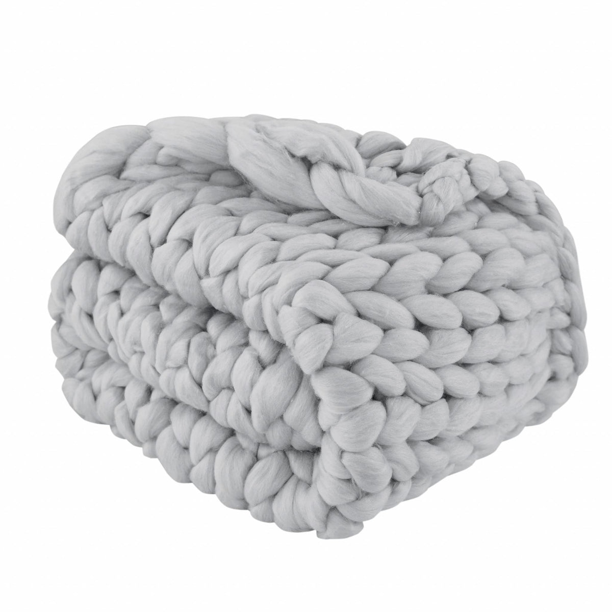 HomeRoots Light Grey Boho Chunky Knit Throw Blanket