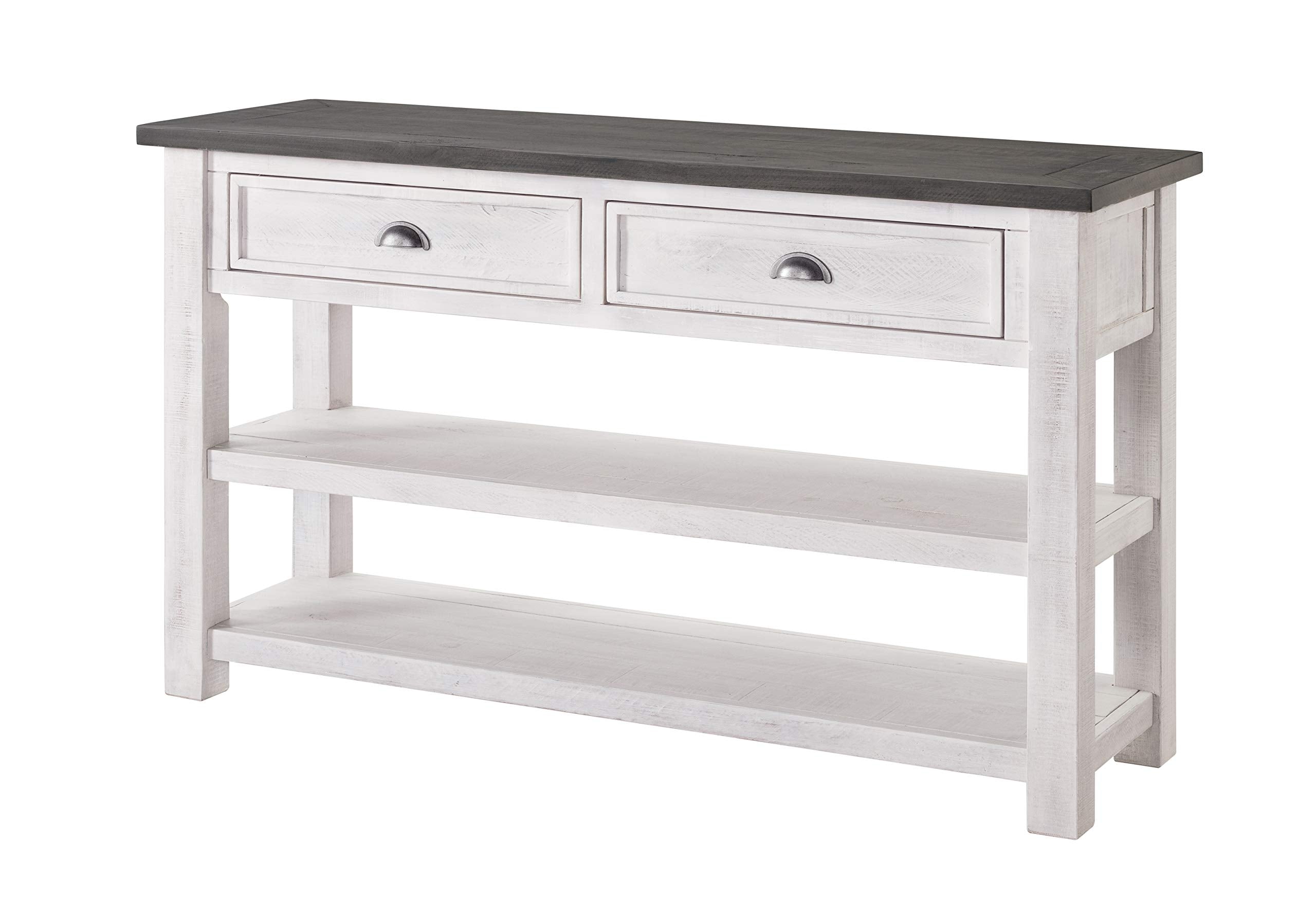 Martin Svensson Home Monterey Solid Wood Sofa Console Table White With Grey Top