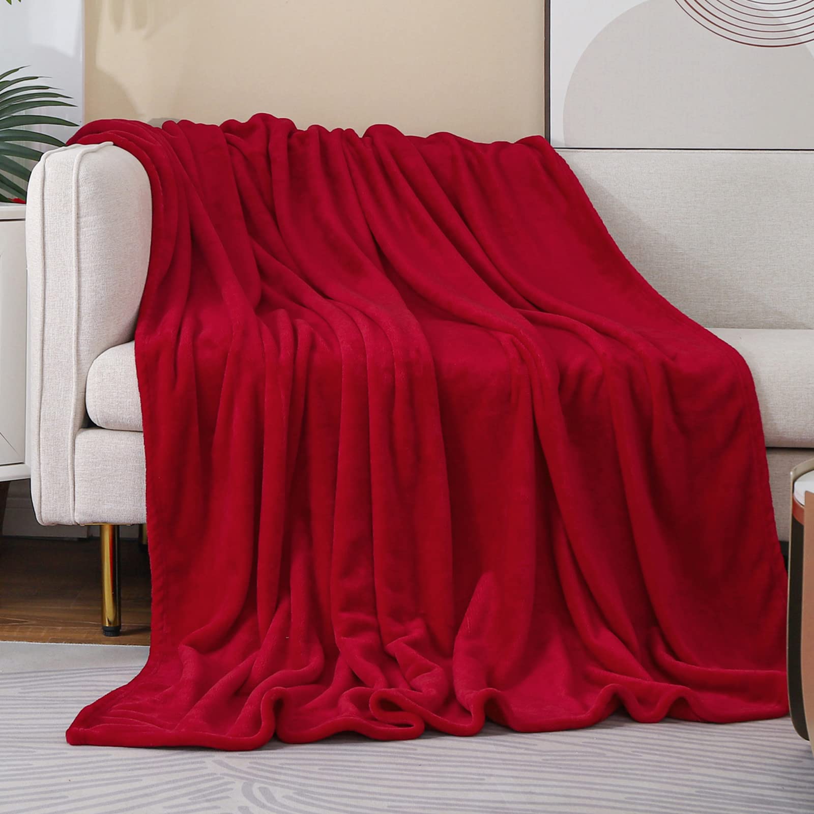Jiahannha Red Throw Blanket Decorations Thin Fleece Blanket 50''X60'',Super Soft Cozy Plush Throw Blanket For Couch Sofa Bed,War