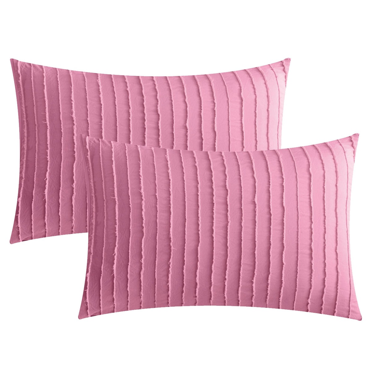 Jellymoni 2 Pack Barbie Pink Pillowcases Standard Size, Soft Microfiber Striped Tufted Pillow Covers With Envelope Closure (Pill