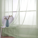 Koufall Sage Green Grommet Faux Linen Sheer Curtains 52X90 Inch Length