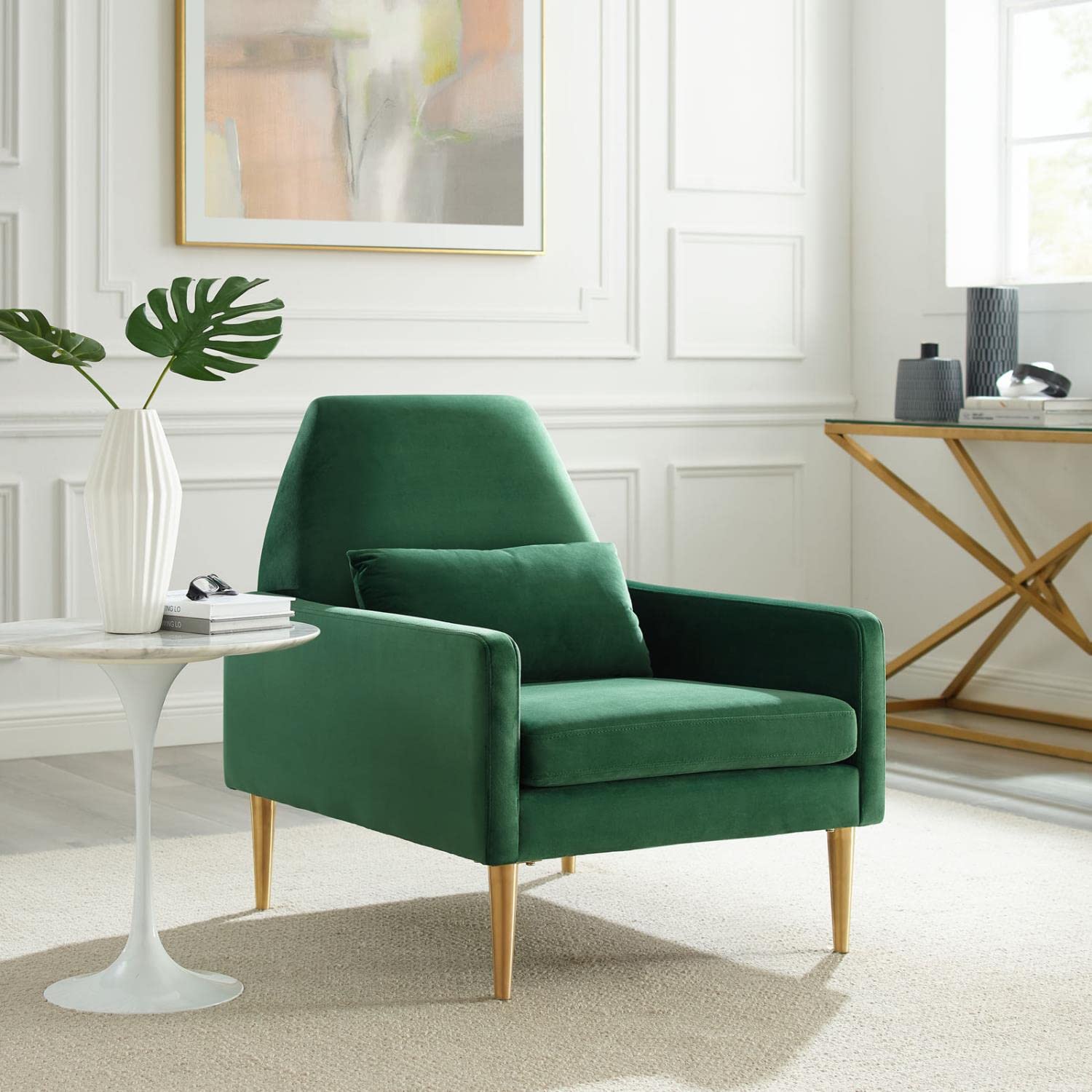 Modway Liliana Performance Velvet Armchair With Emerald Finish Eei-5021-Eme