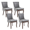 Aoowow Fabric Vintage Upholstered Side Chairs Set Of 4, Farmhouse Solid Wood Kitchen Dining Room Chairs With Nailheads Solid Woo