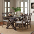 Steve Silver Furniture Astoria 5pc Dining Table Set, 62-Inch Table with 18-Inch Leaf, Seating 6 Comfortably, 4 Upholstered Side Chairs, Dining Room, 40" L x 80" W x 30" H, Brown