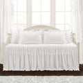 Lush Decor Ruffle Skirt Daybed Cover Set - 5 Piece Luxurious Farmhouse Bedding Set - Elegant, Charming Ruffle Detail - Timeless