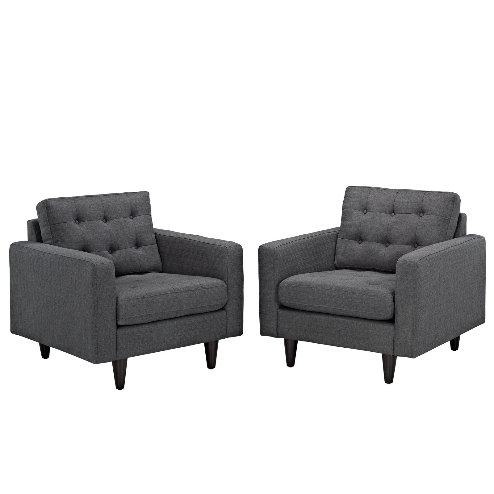 Modway Empress Mid-Century Modern Upholstered Fabric Two Armchair Set In Gray