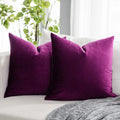 Quafoo Purple Soft Velvet Throw Pillow Covers 26X26 Inch Set Of 2 For Sofa Couch Bed Living Room Decorative Luxury Solid Square