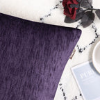 Brawarm Chenille Throw Pillow Covers 22X22 Inches - Purple Chenille Pillow Covers Pack Of 2, Solid Dyed Soft Chenille Pillow Cas