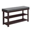 SONGMICS Bamboo Shoe Bench, 3-Tier Shoe Rack, Stable Shoe Organizer for Entryway, Living Room, Bench Seat Holds Up to 300 lb, 11