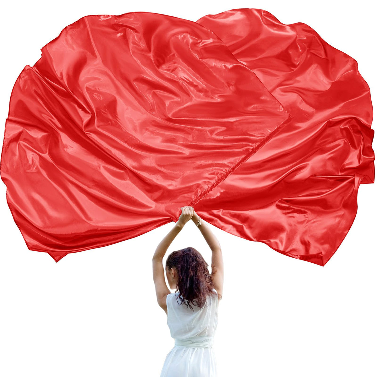 Jetec 2 Set 55' Praise Dance Worship Flags With Scalable Rod Semicircle Worship Angel Wing Flag For Dance Church (Red)