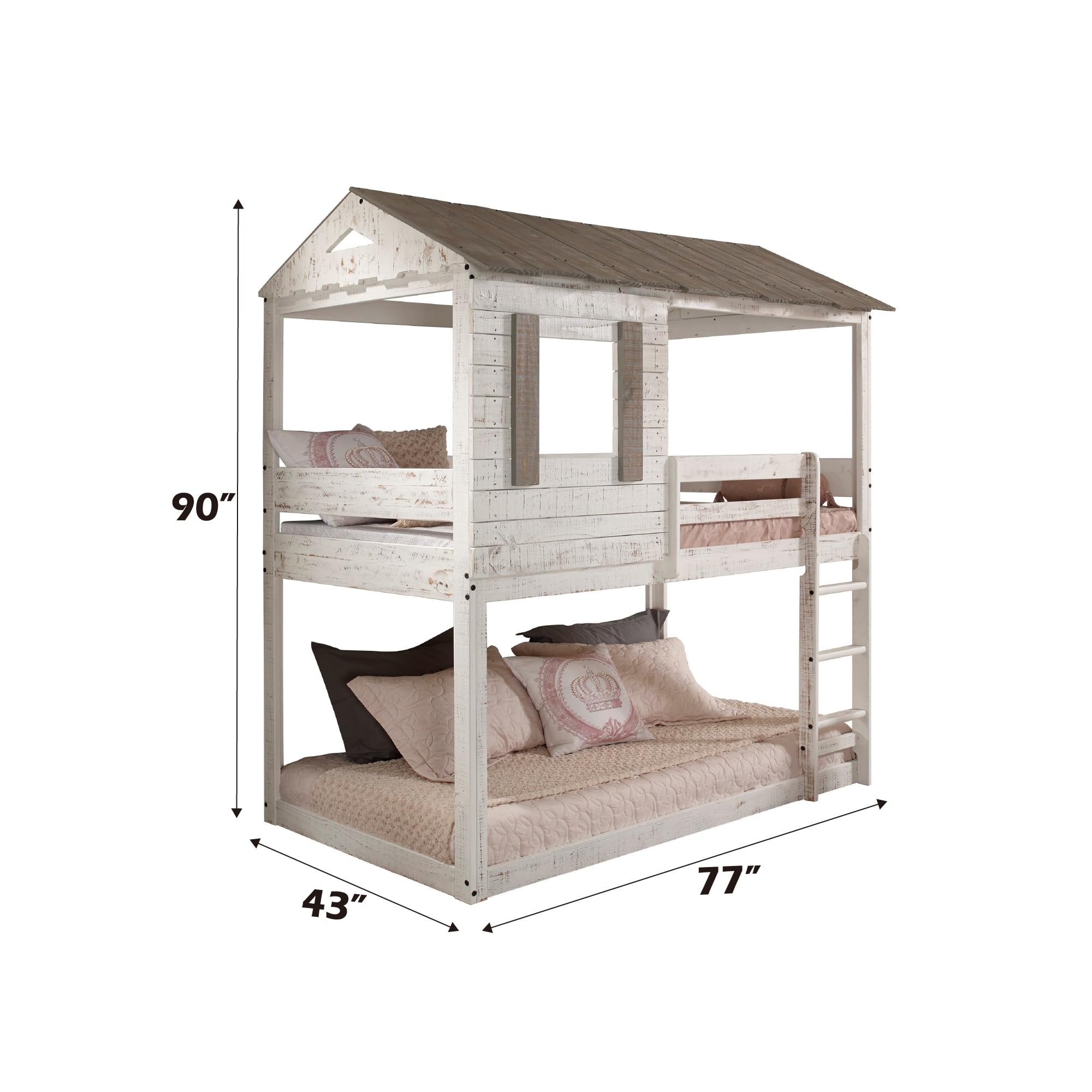 Acme Furniture Darlene Farmhouse Wood Twin Over Twin Bunk Bed