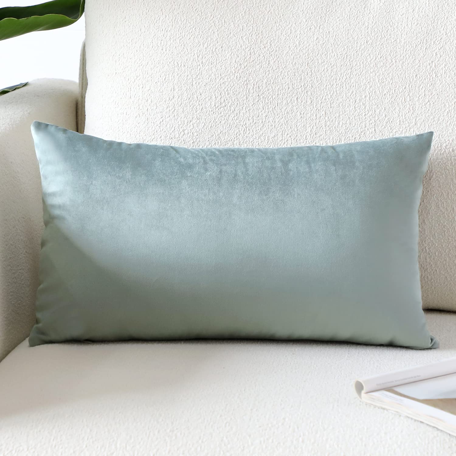 Artscope Luxury Velvet Pillow Covers Super Soft Decorative Square Throw Pillow Covers Case Cushion Covers For Sofa Couch Bedroom Car Decor 12X20 Inch Light Grey