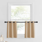 Nicetown Farmhouse Blackout Kitchen Tiers Curtains 24 Inch Length For Cabinet Sink Window Grommet Small Short Window Covering For Travel Rv Basement Bathroom, 29' Wide, 1 Pair, Biscotti Beige