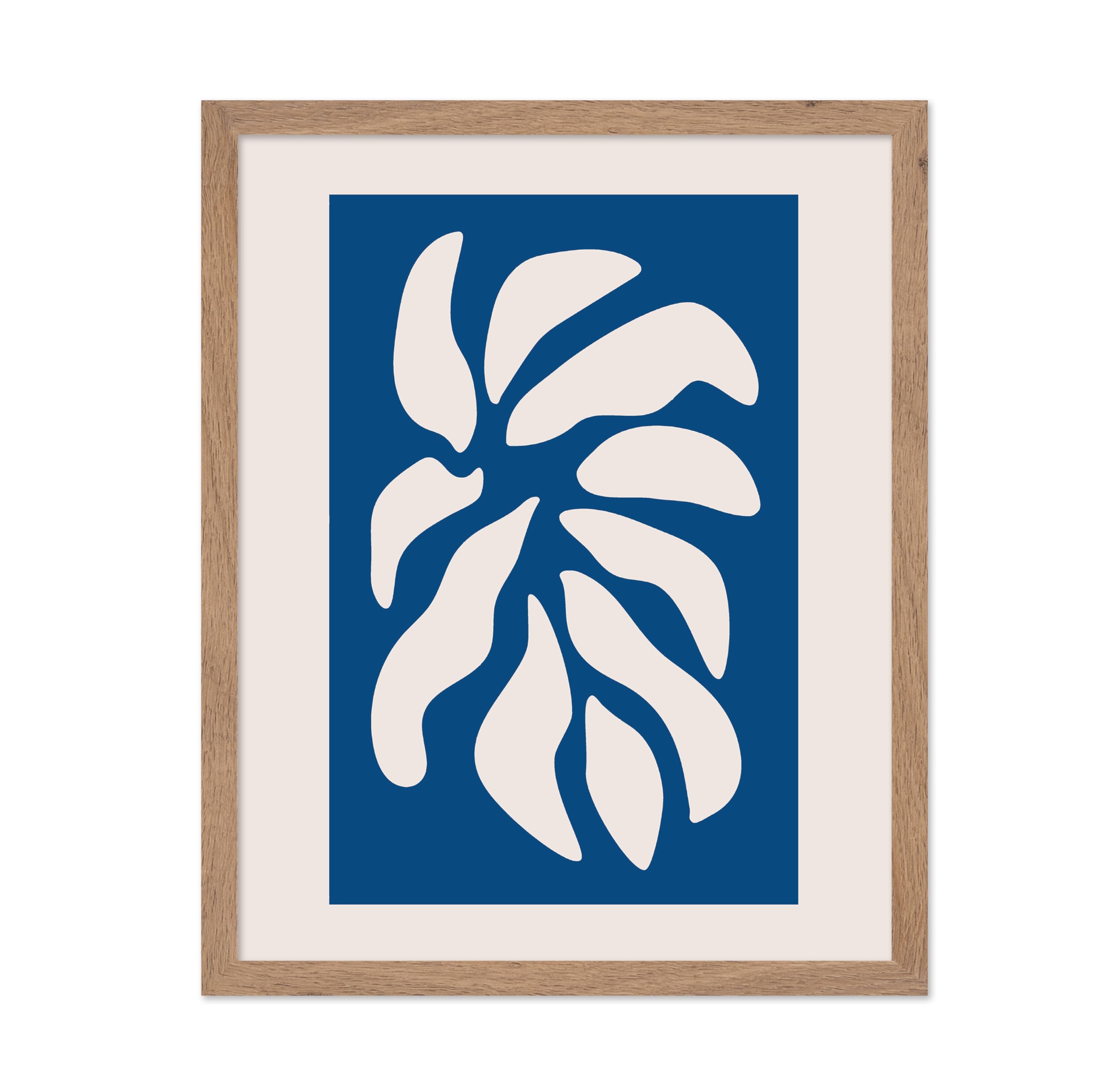Poster Master Vintage Illustration Poster - Retro Minimalist Print - Blue Graphic Beige Petals, Modern, Trendy - Gift for Artist