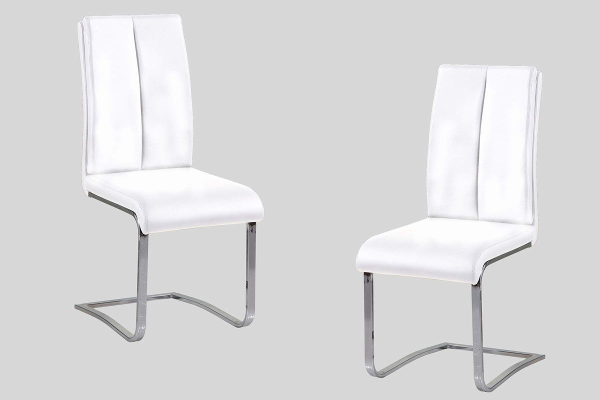 Best Master Furniture Bailey Modern Leather Side Chair, Set Of 2, White