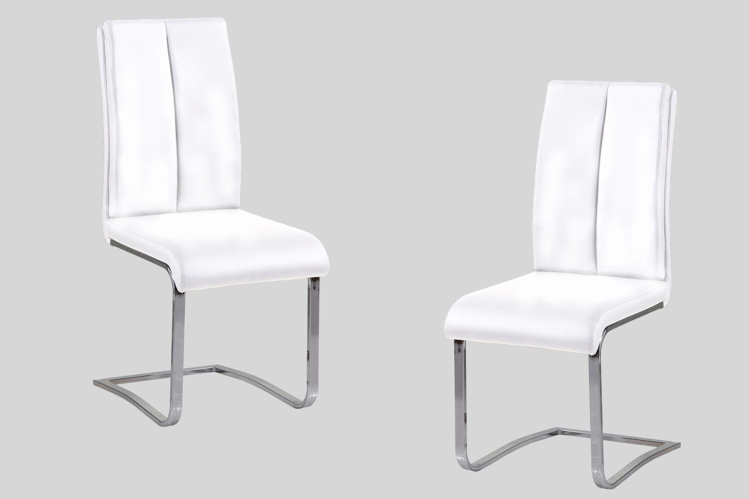 Best Master Furniture Bailey Modern Leather Side Chair, Set Of 2, White
