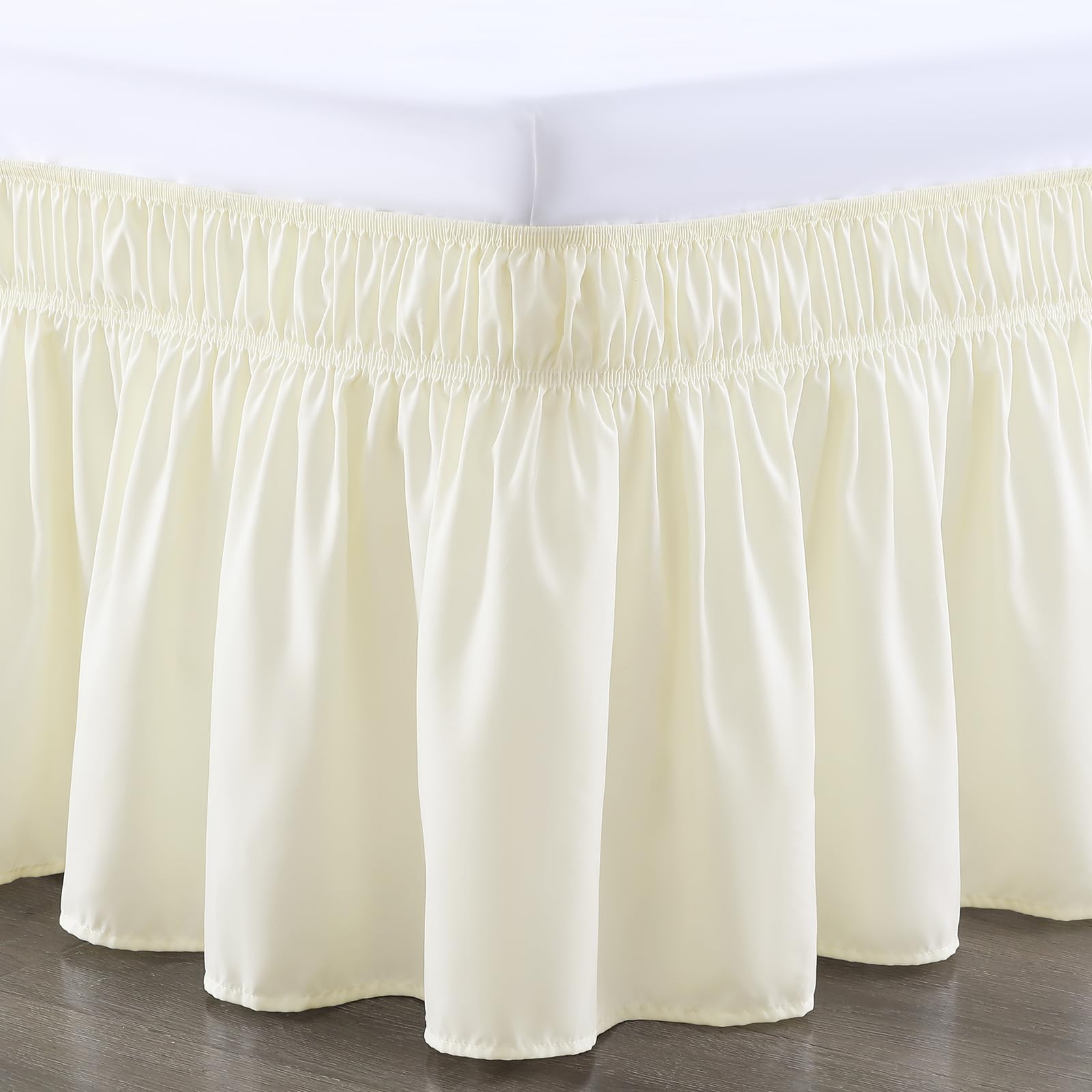 Rimela Bed Skirt King Size 12 Inch Drop, Wrap Around Elastic Bedskirt Solid Microfiber Luxury Hotel Quality Fabric, Easy To Inst