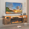 VENDORZ Floating TV Stand with Fireplace, 70  Floating Entertainment Center with 36  Fireplace, Wall Mounted Electric Fireplace 