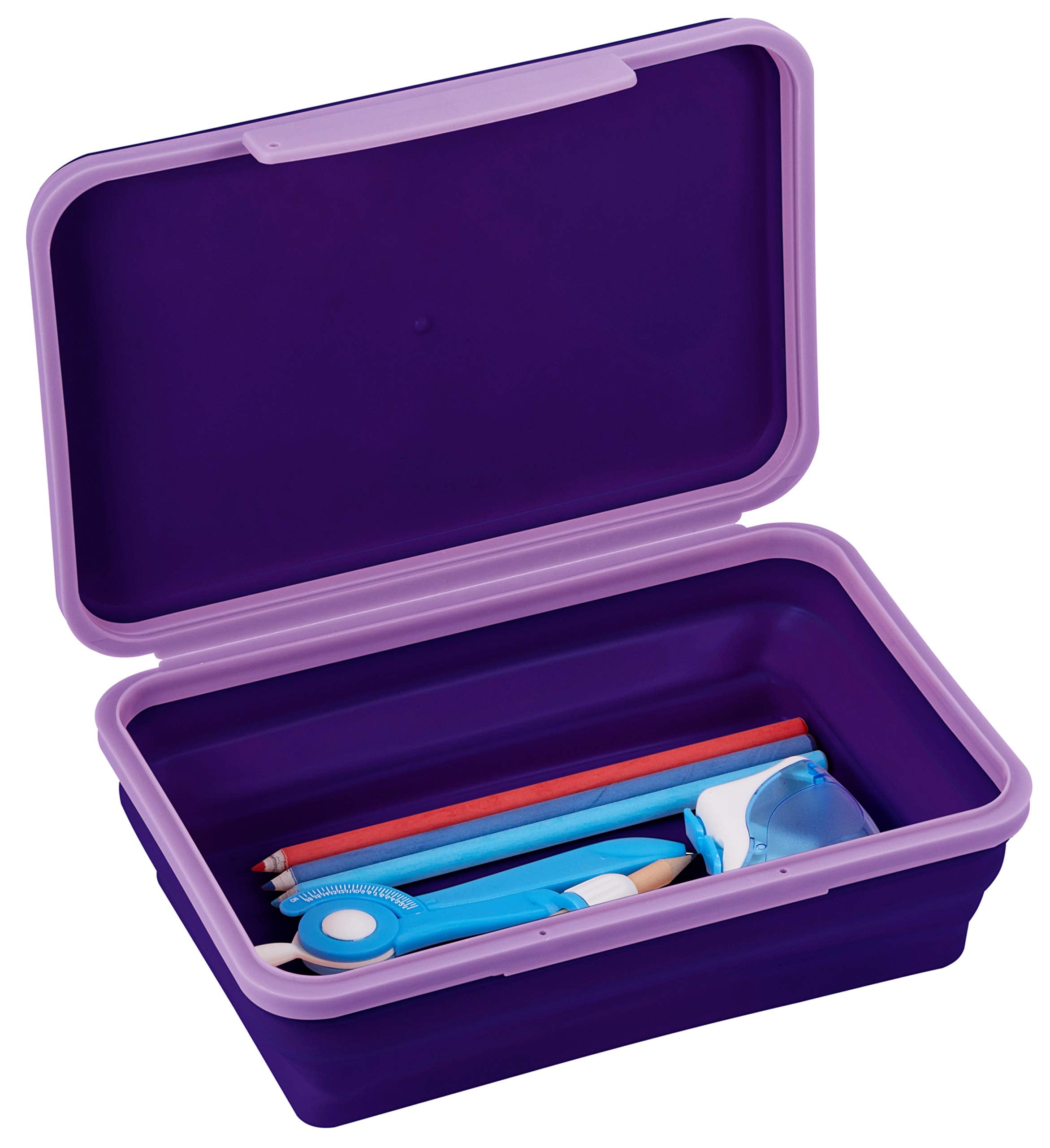 It'S Academic Flexi Storage Box, Folding, Collapsible And Adjustable For Pencils, Supplies, And More, Purple (23135)