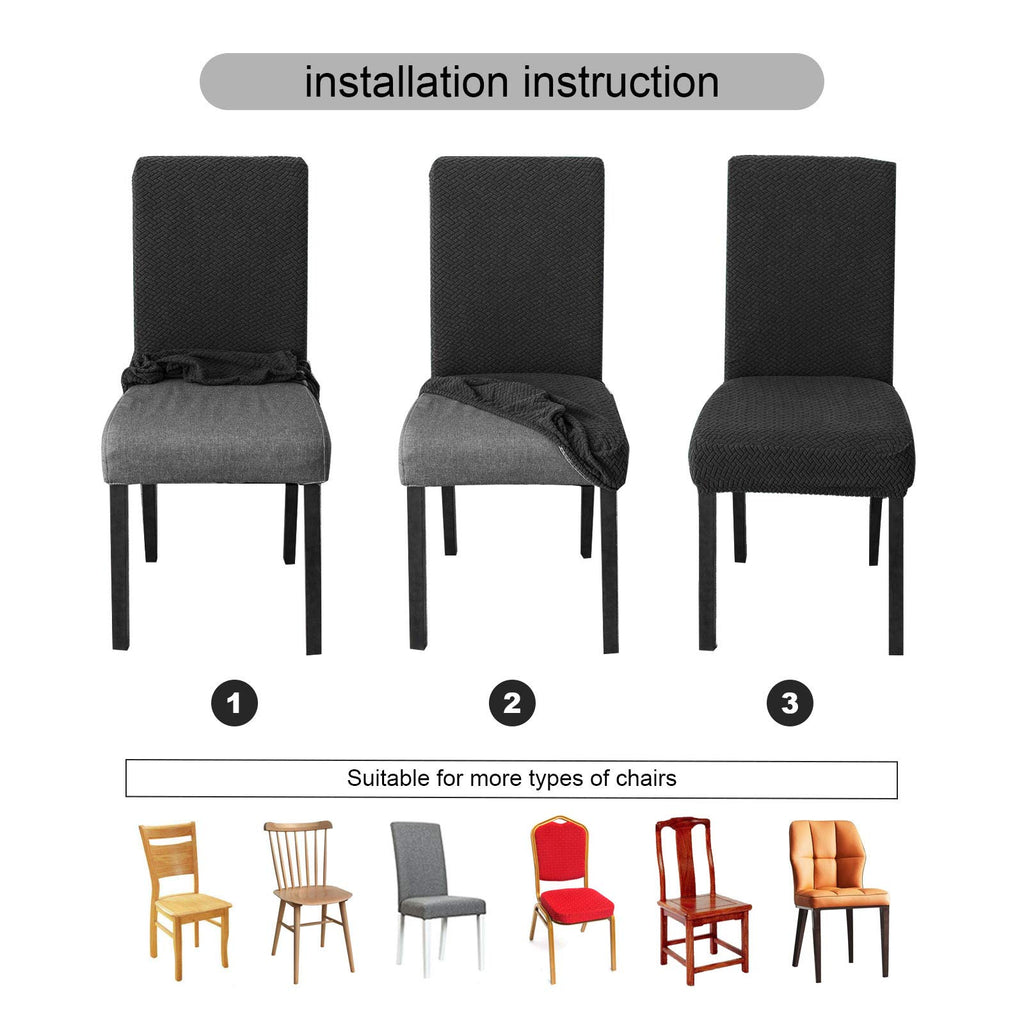 Genina Waterproof Chair Covers For Dining Room Dining Chair Covers Kitchen Parsons Chair Covers (Gray, 2 Pcs)