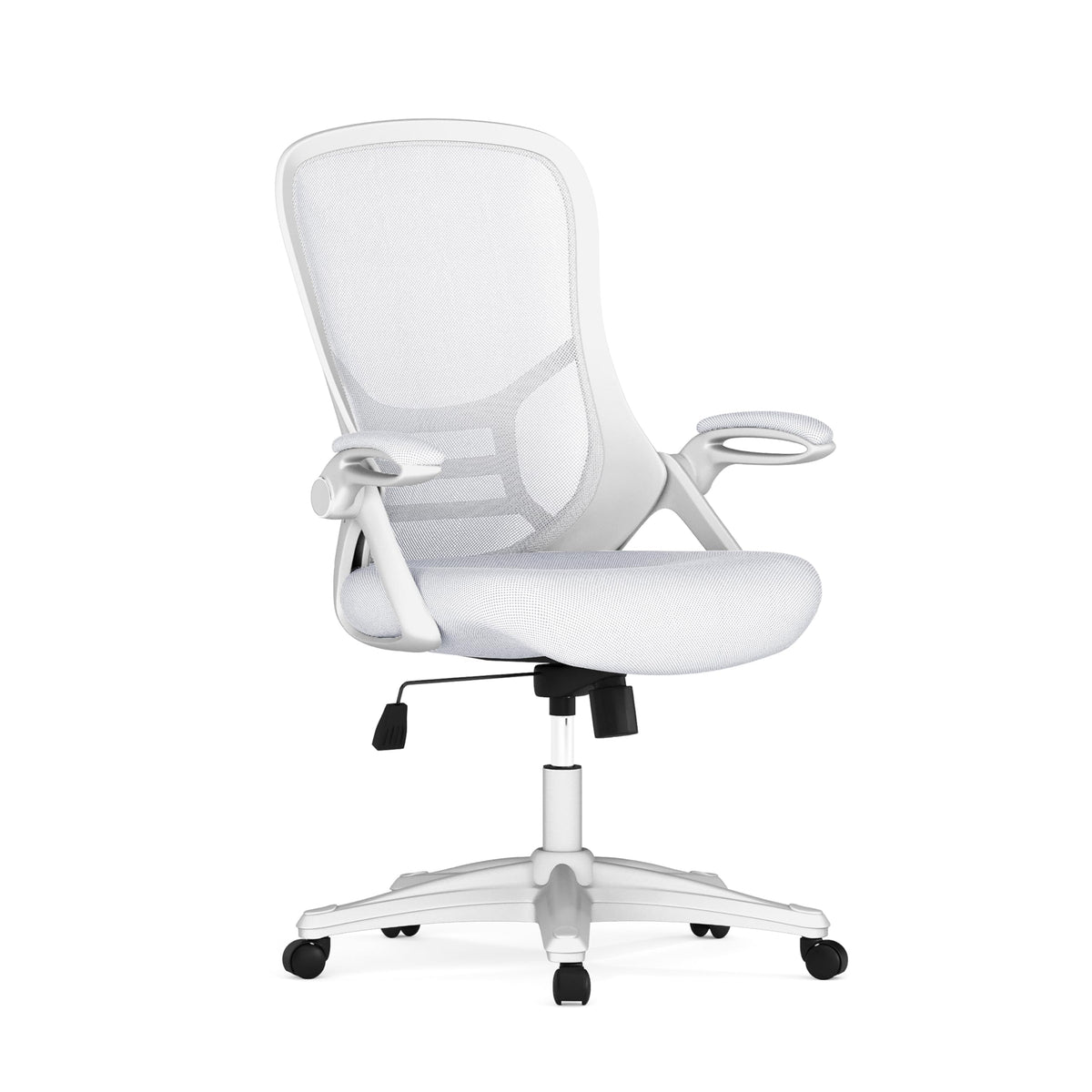 Flash Furniture Porter High-Back Swivel Office Chair with Adjustable Lumbar Support and Seat Height, Ergonomic Mesh Desk Chair with Flip-Up Armrests, White