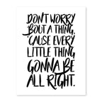 Don't worry bout a thing, 16x20 Inch Print, Motivational Print, Don't worry Bob Marley, Typography Art, Bob Marley Lyrics, Three