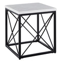 Steve Silver Furniture Skyler White Marble Square Top End Table, Sofa Table for Small Space, Living Room, Bed Room, Nightstand, Modern Styled Iron Base, Marble Top, 16"D x 30"W x 40"H, Black, White