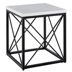 Steve Silver Furniture Skyler White Marble Square Top End Table, Sofa Table for Small Space, Living Room, Bed Room, Nightstand, Modern Styled Iron Base, Marble Top, 16"D x 30"W x 40"H, Black, White
