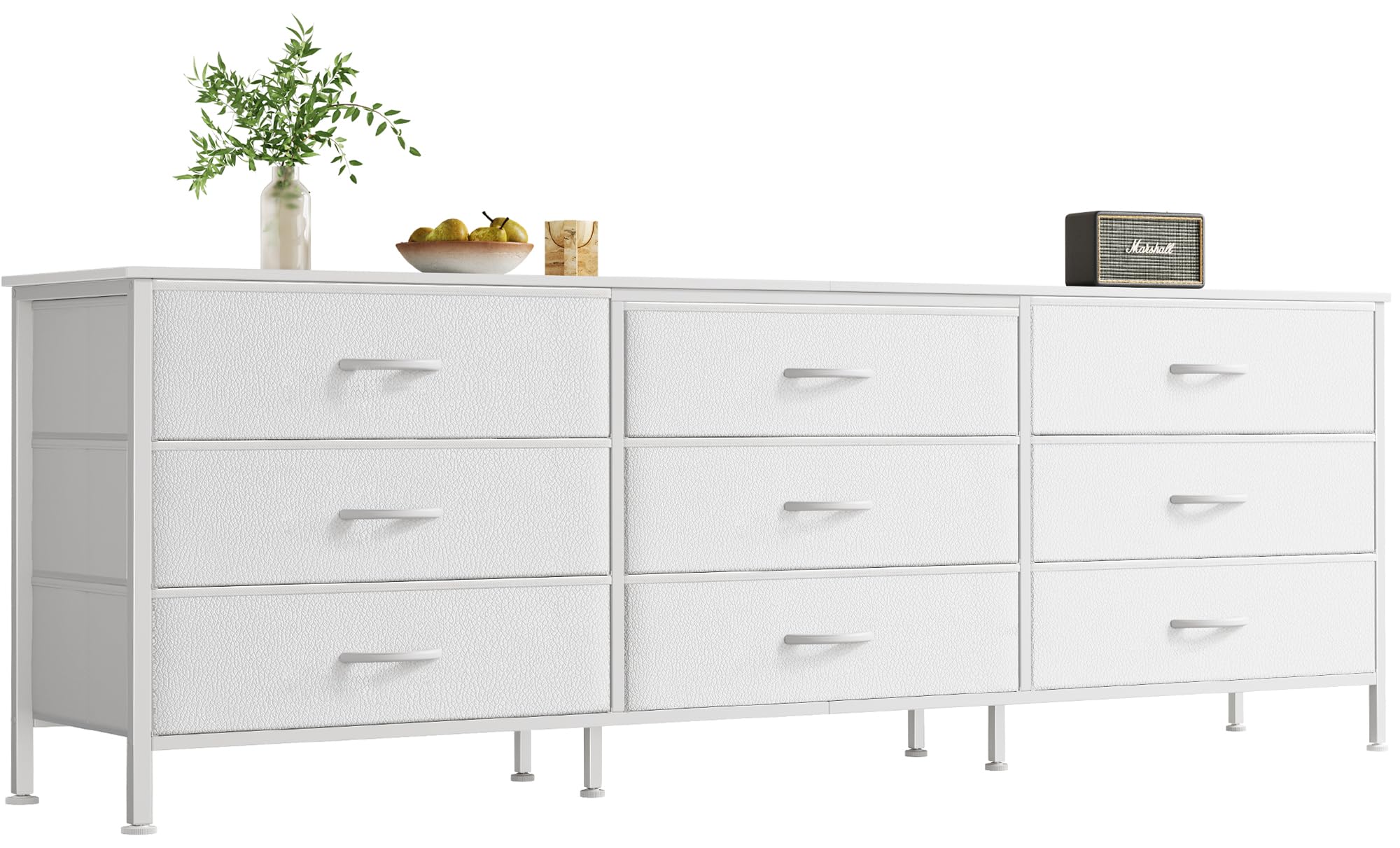 Huuger 63 Inch Dresser For Bedroom, Dresser For Closet With 9 Drawers, Large Tv Stand For 55, 65, 70 Inch Tv, Entertainment Center With Storage, Wide Long Dresser, White