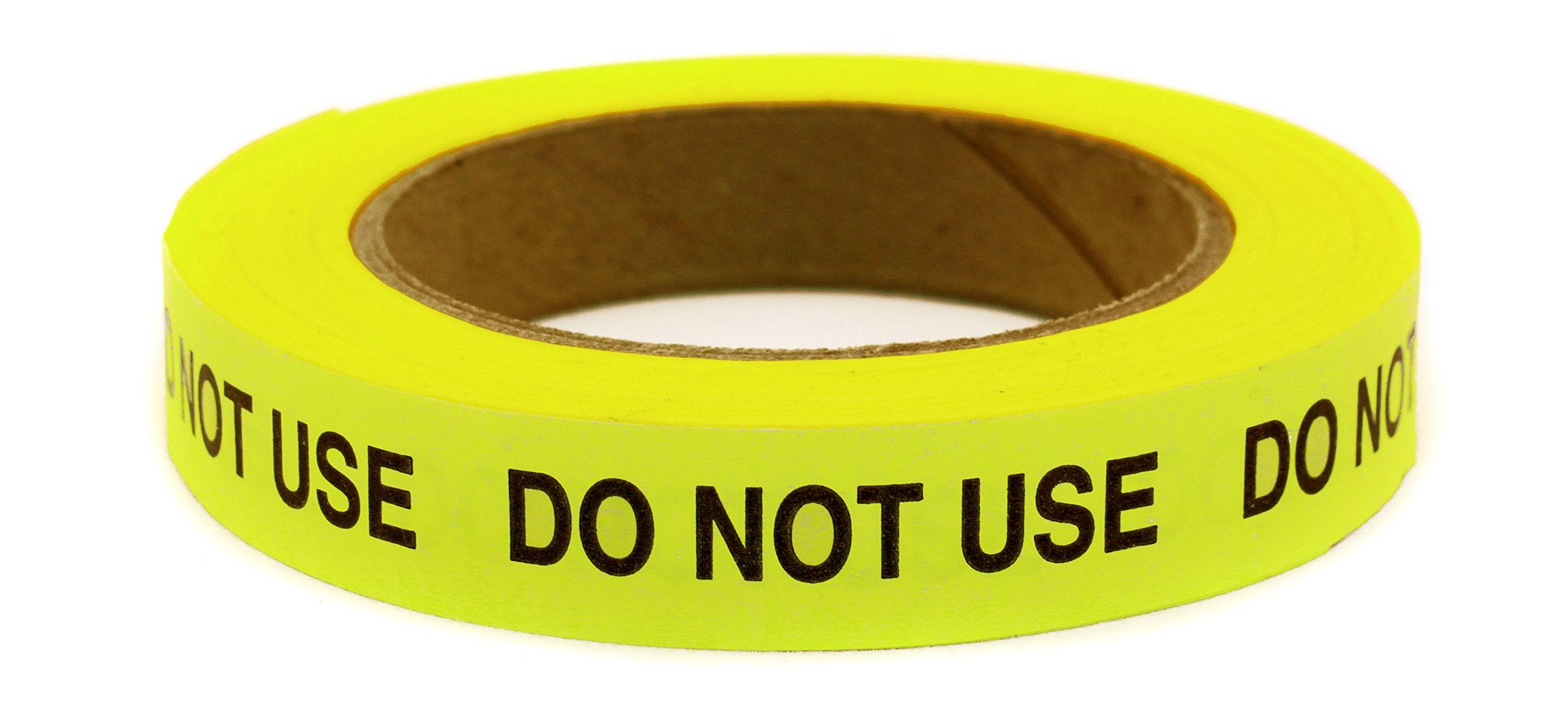 Chromalabel 0.75 Inch Do Not Use Continuously Imprinted, Clean Remove Adhesive Neon Yellow Tape With Black Imprint, 40 Yard Roll