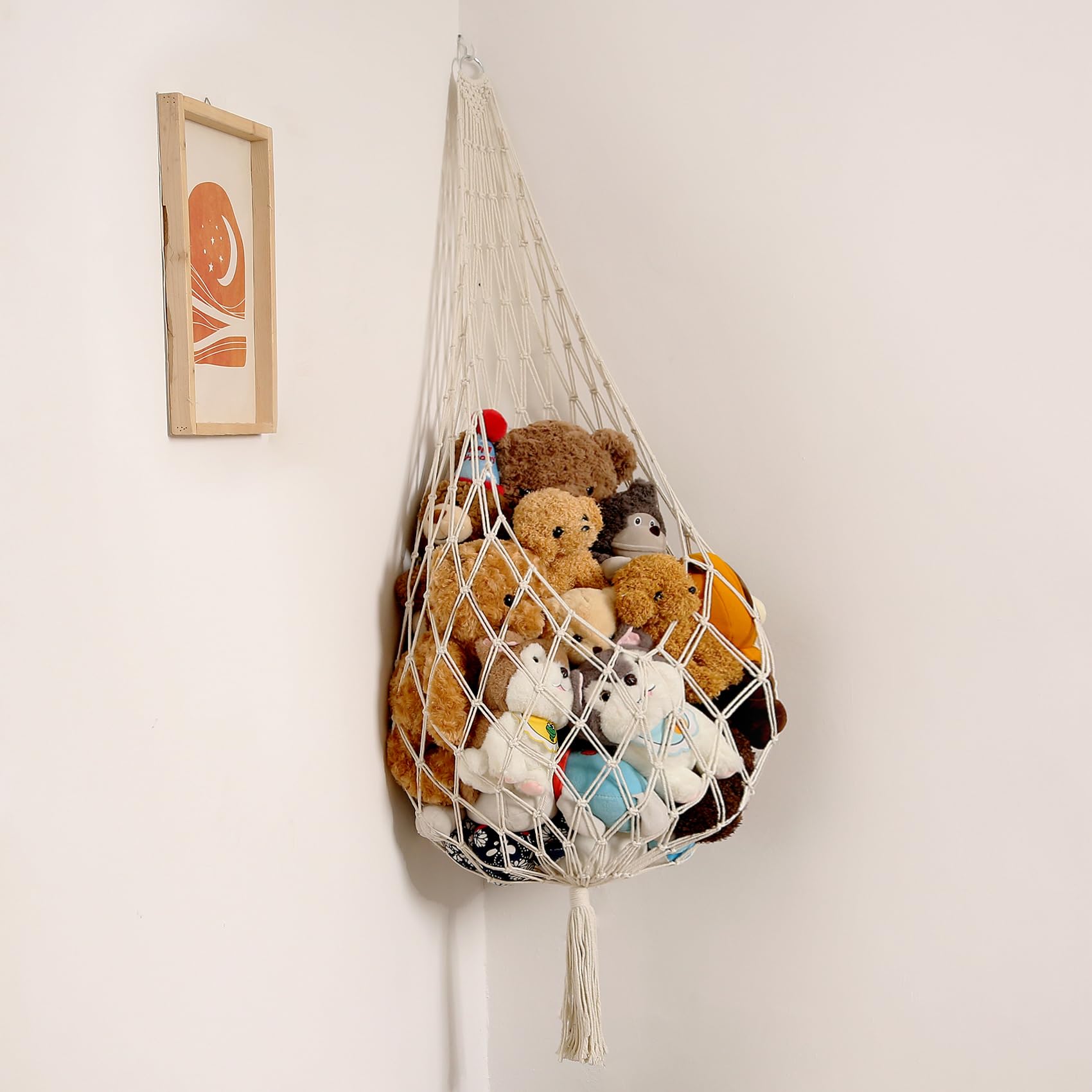Amdermi Stuffed Animal Storage Organizers Toy Hammock Corner Hanging Net Stuffy Animal Hammock Macrame Toy Display Plush Toy Hol
