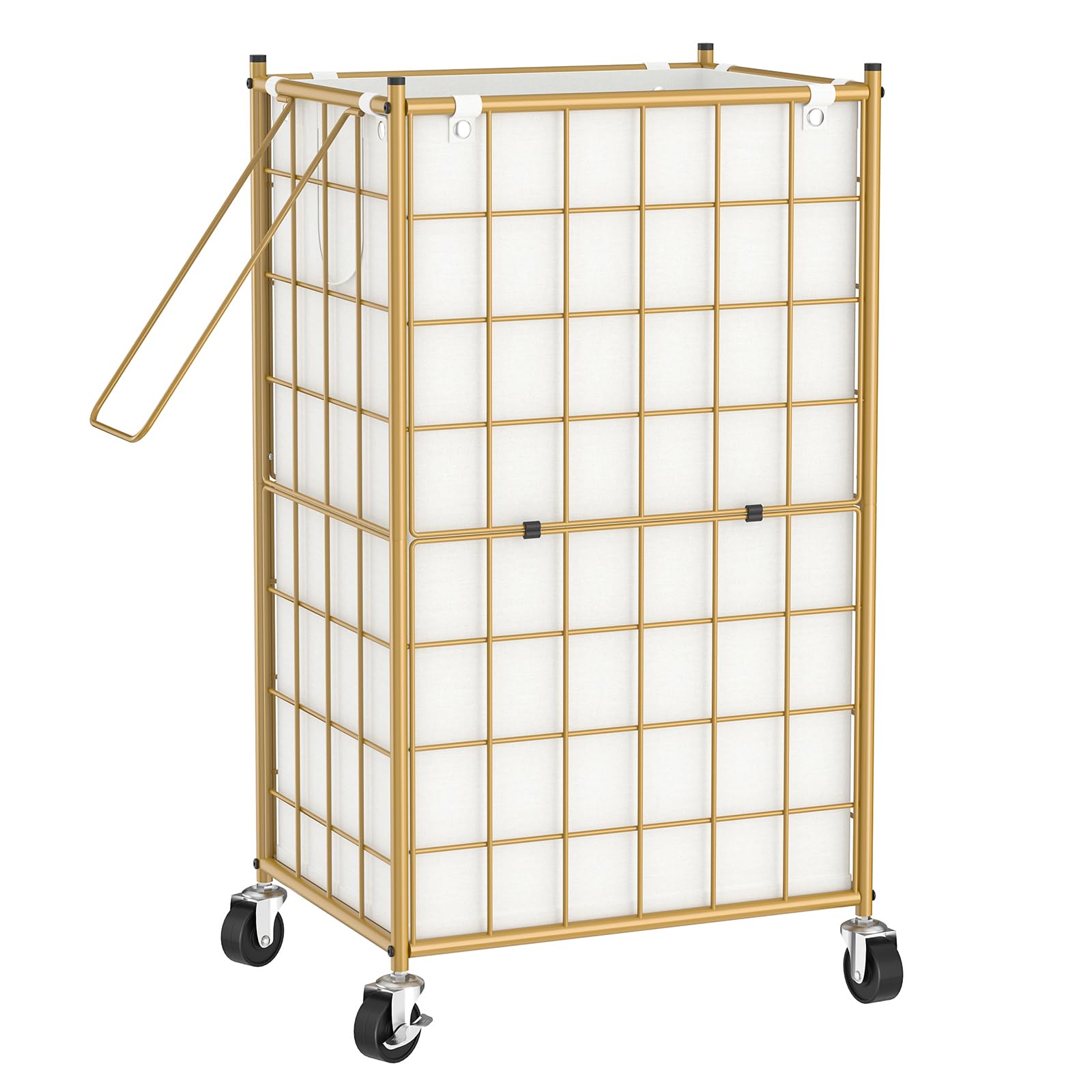 WOWLIVE Laundry Hamper with Wheels,Metal Wire Frame Rolling Laundry Basket with Removable bag,100L Dirty Clothes Hamper Organize