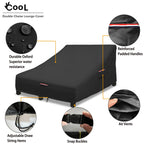 Okcool 100% Waterproof Patio Double Wide Chaise Lounge Chair Cover, 600D Tough Canvas 80 Inch Outdoor Chaise Lounge Covers,Black