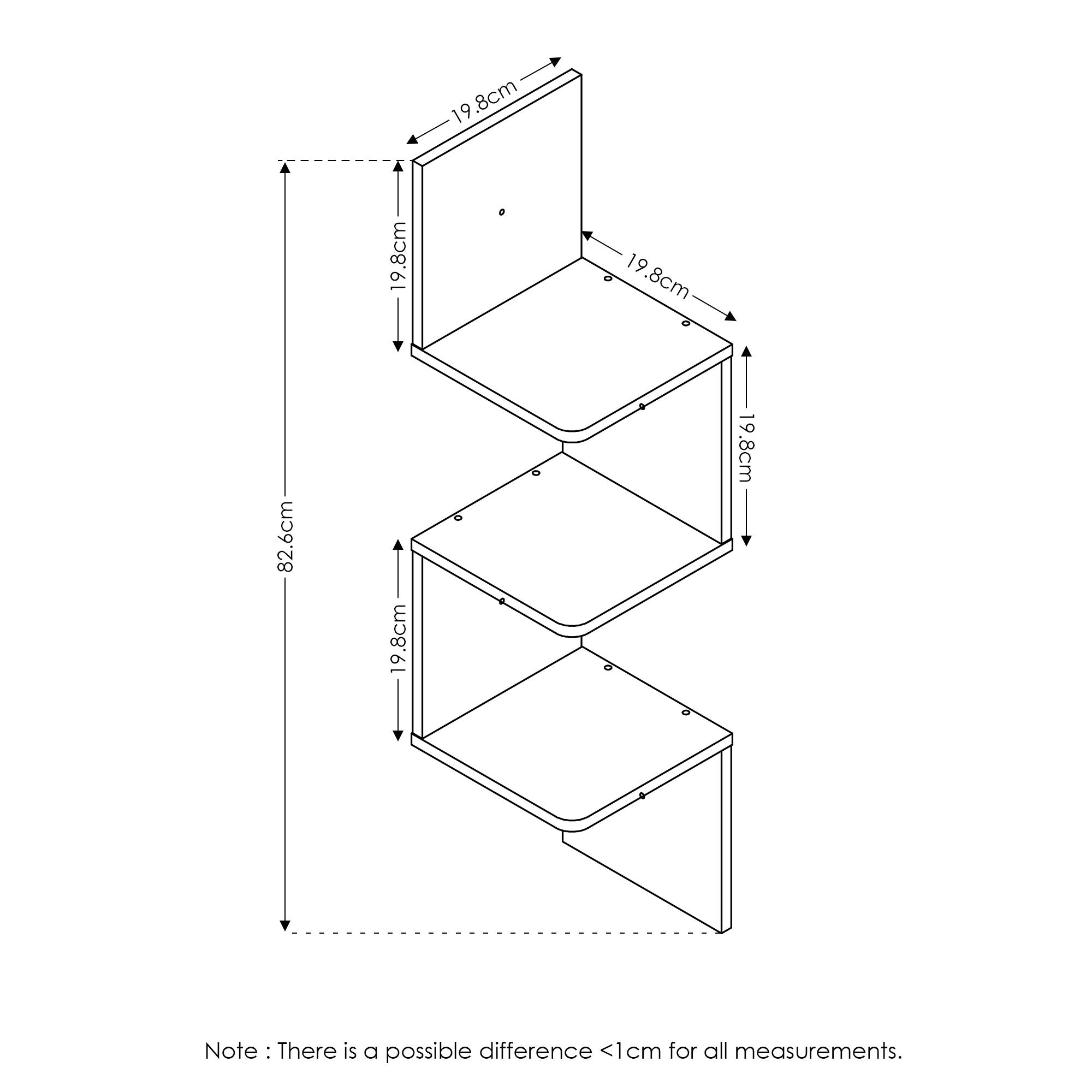 Furinno Rossi Wall Mount Floating Corner Shelf, 3-Tier Square Set Of 2, Espresso
