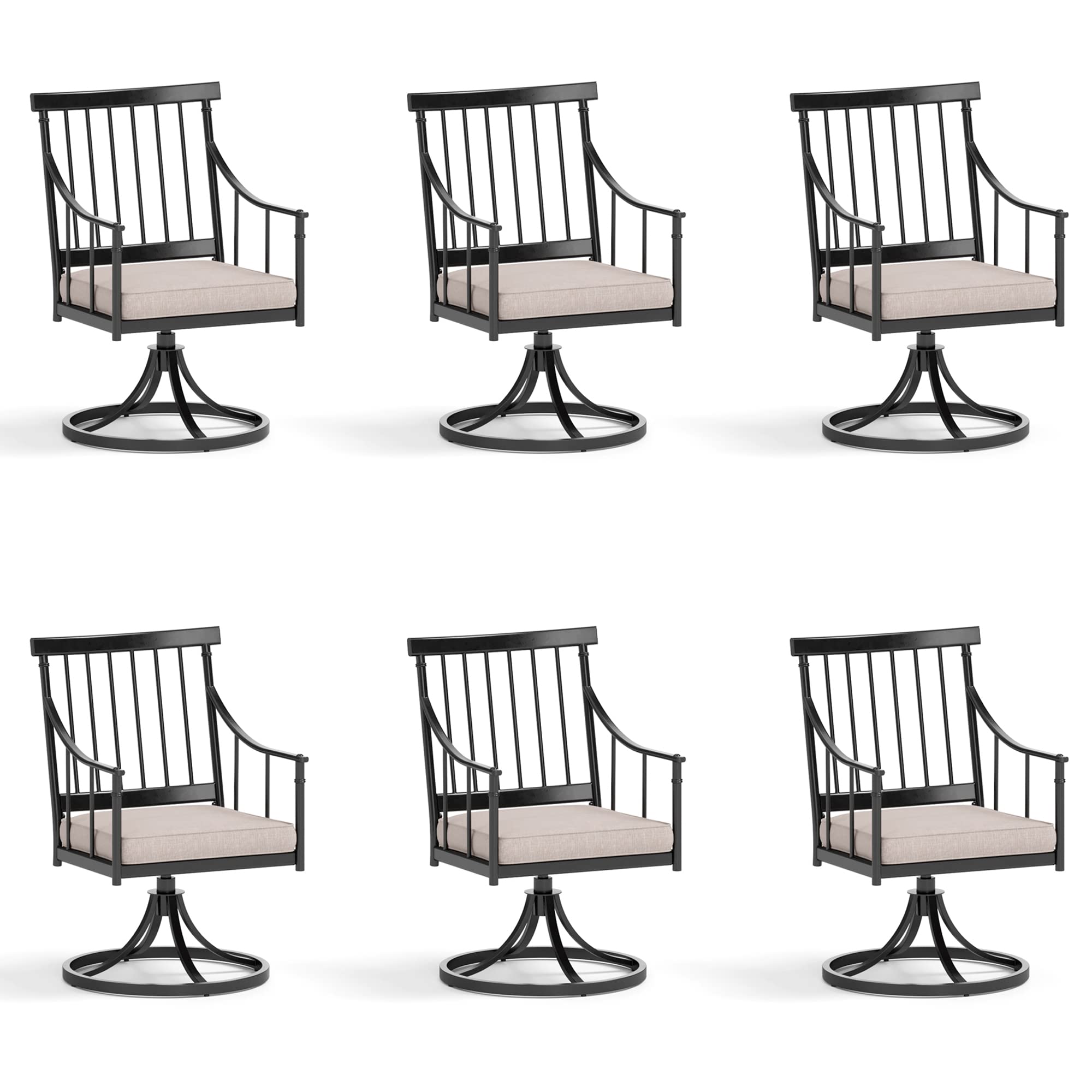 Sophia & William Swivel Patio Chairs Set Of 6, Metal Rocker Patio Outdoor Dining Chairs Set With Seat Cushions, Wrought Iron Pat