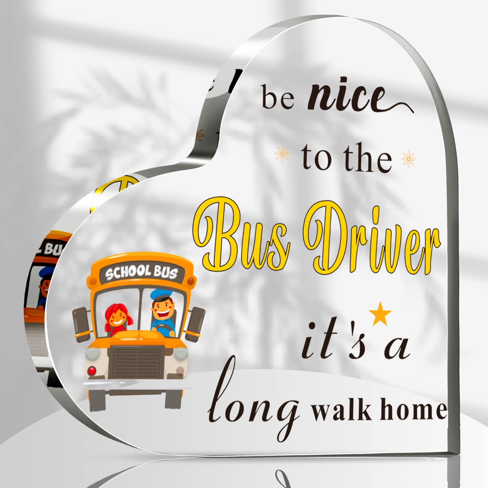 School Bus Driver Appreciation Gifts for Men Women Acrylic Heart Appreciation Back to School Gifts Bus Driver Gifts Graduation B
