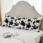 SOCHOW Body Pillow Cover 21x54 Inches, Super Soft and Cozy Cow Print Fleece Long Body Pillowcase with Zipper Closure,1 Pack, Bla