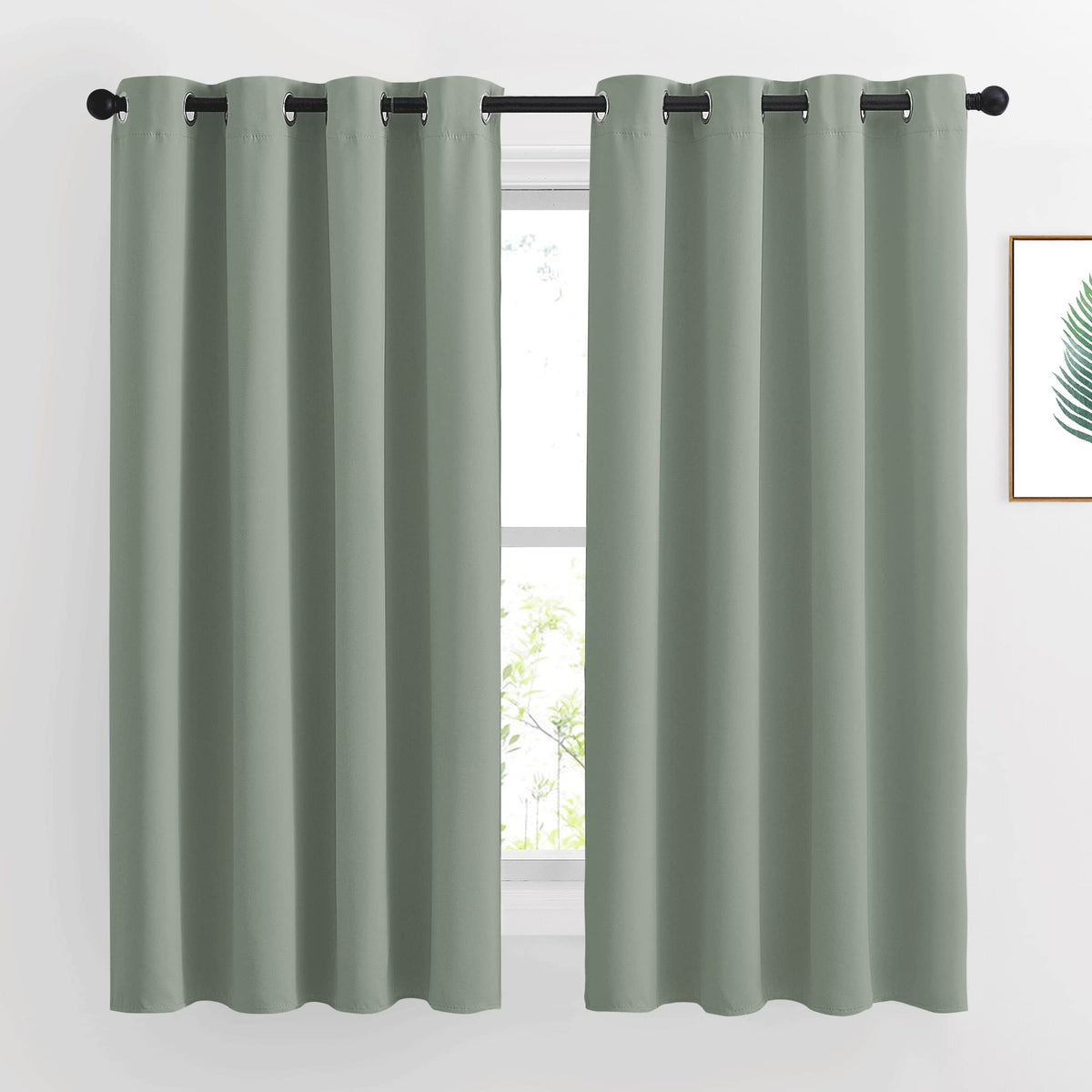 Nicetown Blackout Sage Green Curtains & Drapes For Bedroom - Grommet Top Thermal Insulated Room Darkening Light/Sound Blocking P
