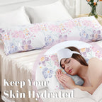Exq Home Satin Pillowcase For Hair And Skin Body- Multicolor Printed Flower Silk Pillowcase 20X54 Inches - Body Pillow Cases Wit