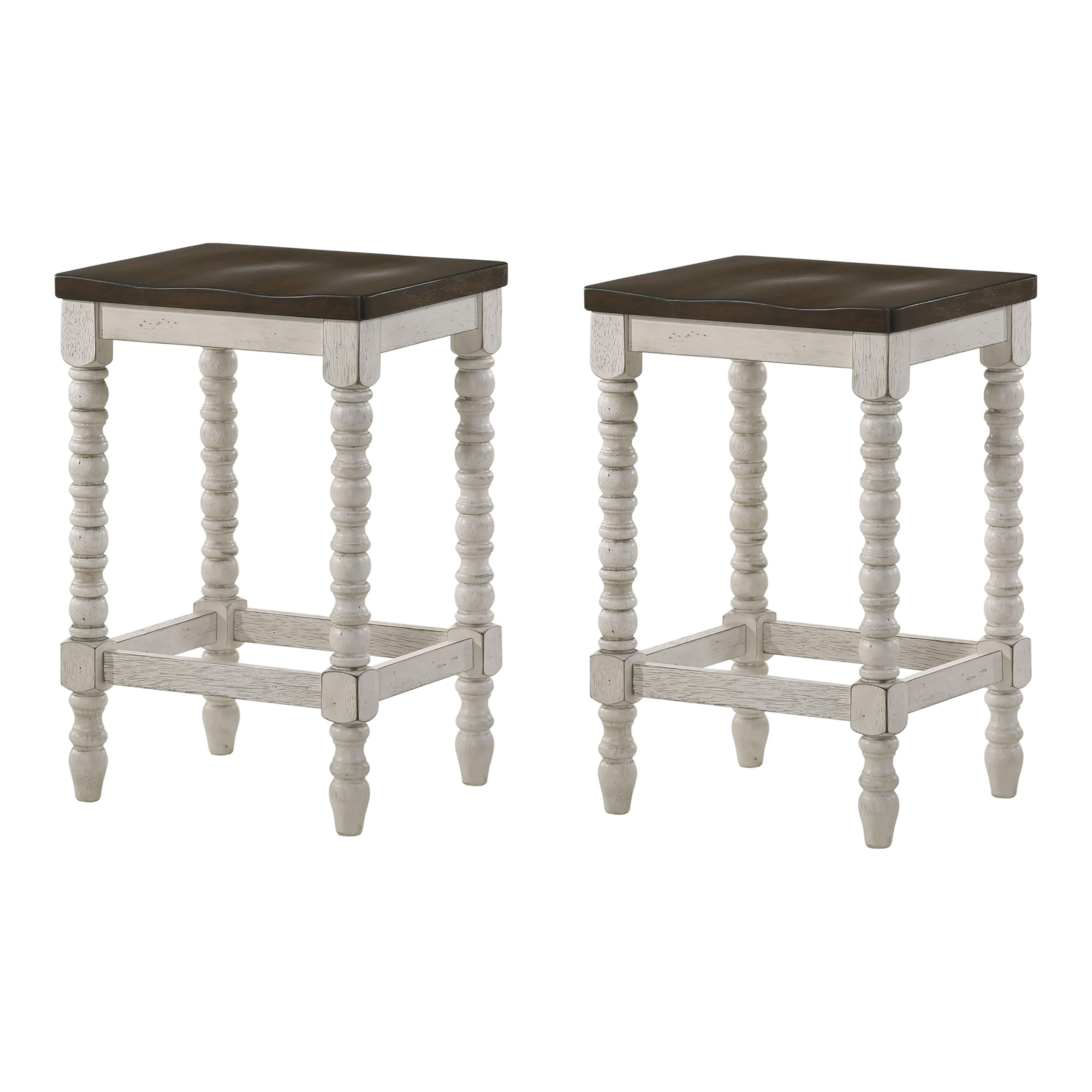 Furniture of America Lakeport Farmhouse Backless Wood 24 in. Counter Height Stool for Dining Room, Kitchen, Dark Walnut Brown an