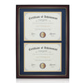 ELSKER&HOME Double Document/Photo Wood Frame - Made for Certificates&Diploma (Two 8.5x11 Inch with Mat, Navy Blue Mat with Golde