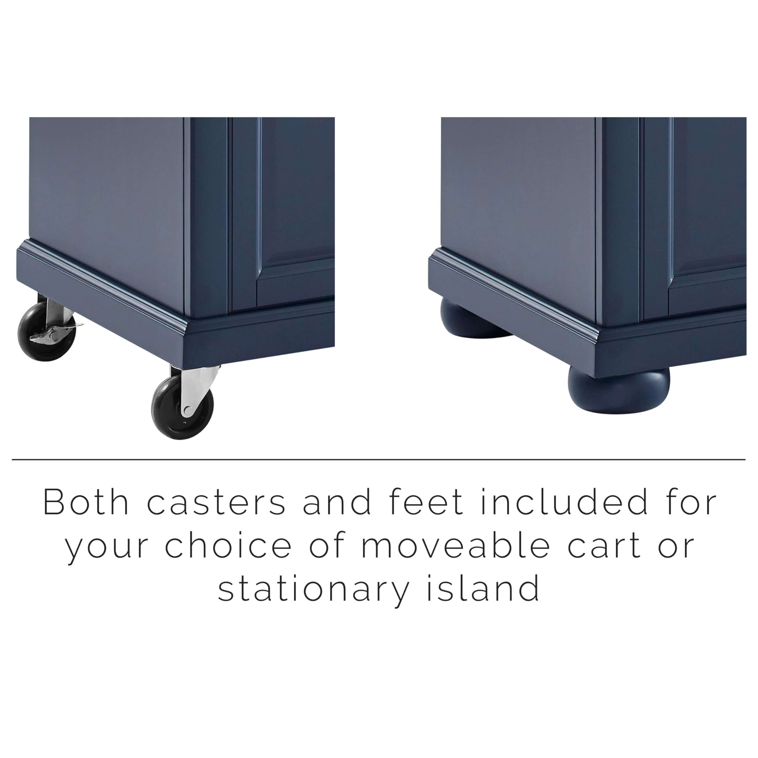 Crosley Furniture Madison Madison Kitchen Island, Microwave Stand, Coffee Bar, with Storage Shelves and Drawers, Navy