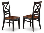 East West Furniture HLQU5-BCH-W 5 Piece Dining Room Furniture Set Includes a Round Kitchen Table with Pedestal and 4 Dining Chairs, 42x42 Inch, Black & Cherry